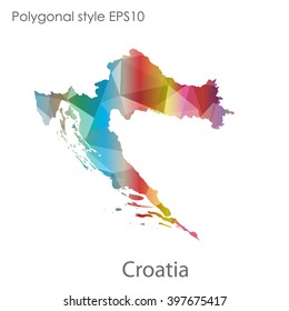 Croatia map in geometric polygonal style.Abstract gems triangle,modern design background.