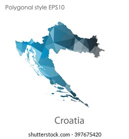 Croatia map in geometric polygonal style.Abstract gems triangle,modern design background.