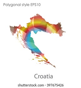 Croatia map in geometric polygonal style.Abstract gems triangle,modern design background.