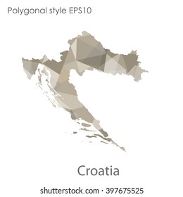 Croatia map in geometric polygonal style.Abstract gems triangle,modern design background.