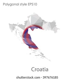 Croatia map in geometric polygonal style.Abstract gems triangle,modern design background.