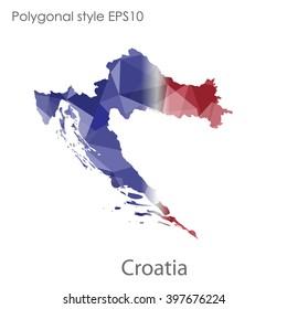 Croatia map in geometric polygonal style.Abstract gems triangle,modern design background.