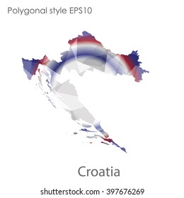 Croatia map in geometric polygonal style.Abstract gems triangle,modern design background.