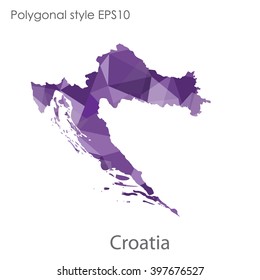 Croatia map in geometric polygonal style.Abstract gems triangle,modern design background.
