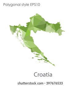 Croatia map in geometric polygonal style.Abstract gems triangle,modern design background.