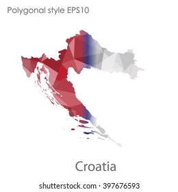 Croatia map in geometric polygonal style.Abstract gems triangle,modern design background.