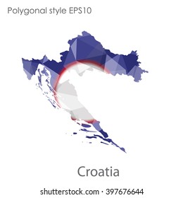 Croatia map in geometric polygonal style.Abstract gems triangle,modern design background.