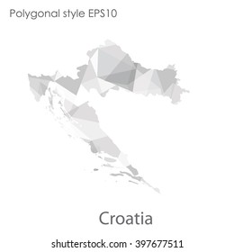 Croatia map in geometric polygonal style.Abstract gems triangle,modern design background.