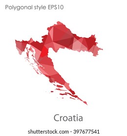 Croatia map in geometric polygonal style.Abstract gems triangle,modern design background.