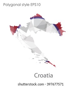 Croatia map in geometric polygonal style.Abstract gems triangle,modern design background.
