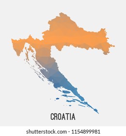 Croatia map in geometric polygonal,mosaic style.Abstract tessellation,modern design background,low poly. Geometric cover, mockup. Vector illustration.