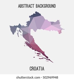 Croatia map in geometric polygonal,mosaic style.Abstract tessellation,modern design background,low poly. Vector illustration.