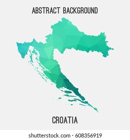 Croatia map in geometric polygonal,mosaic style.Abstract tessellation,modern design background,low poly. Vector illustration.