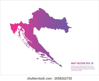 Kroatien Karte Farbverlauf Farbe . auf weißem Hintergrund. 