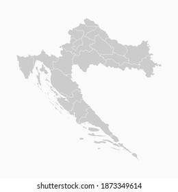 Croatia Map Gray Color. Geographic Isolated Gray Vector Country Border Map Of Croatia. Vector Illustration