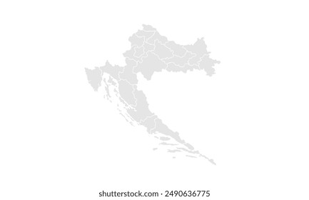Croatia map Grayscale,isolated on white background for website layouts,background,education, precise,customizable,Travel worldwide,map silhouette backdrop,earth geography, political,reports.