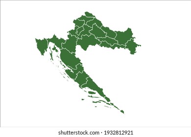 Croatia Map Green Color on White Backgound