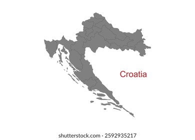 Croatia map. Map of Croatia in grey color