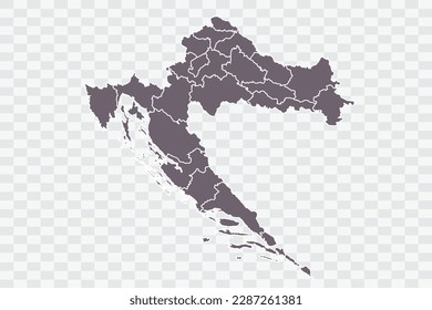 Croatia Map Grey Color on White Background quality files Png