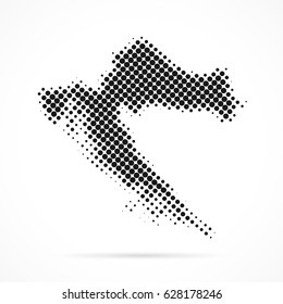 Croatia map in halftone. Dotted illustration isolated on a white background.
Vector illustration.