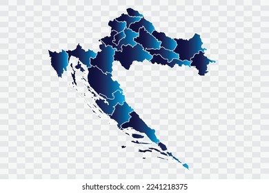Croatia Map indigo Color on White Background quality files   png
