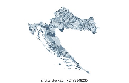 Croatia map with individual colors,isolated on white background for website layouts,background,education, precise,customizable,Travel worldwide,map silhouette backdrop,earth geography, political.