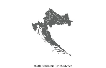 Croatia map isolated on white background. for website layouts, background, education, precise, customizable, Travel worldwide, map silhouette backdrop, earth geography, political, reports.