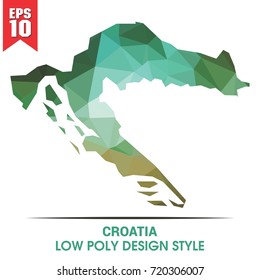 CROATIA MAP IN LOW POLY