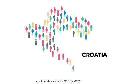 Mapa de Croacia hecho por un grupo de personas, Población. Globalización. Personas de diferentes países