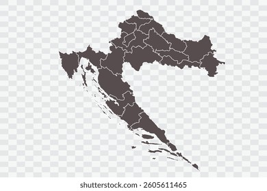 Croatia Map Minimalist  High-Quality PNG  Ash Color on Transparent Background Perfect for presentations infographics educational materials and graphic design projects