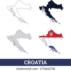 Croatia Map with National flag Vector 
