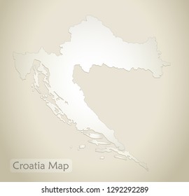 Croatia map old paper background vector