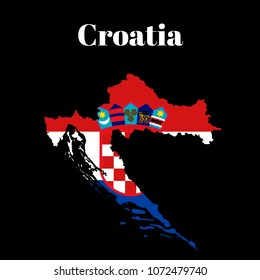 Croatia map on black background