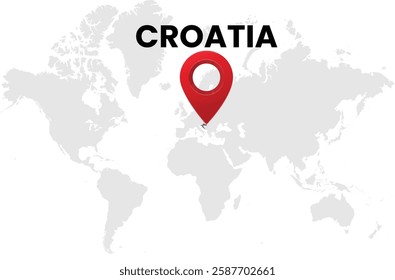 Croatia map on transparent background. Croatia map with country highlighted with location symbol. Vector illustration of Croatia map with pin location.