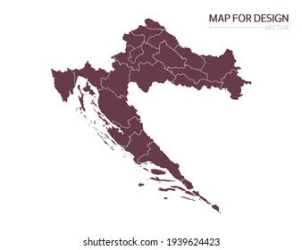 Croatia map on white background vector illustration.