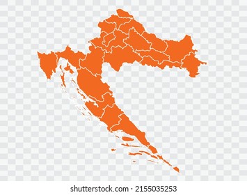 Croatia map orange Color on White Backgound  illustration eps 10