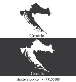 Croatia map outline detailed 