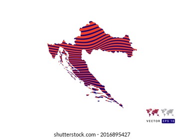 Croacia mapea el rojo y el azul del abstracto con el vector de ondas dinámicas.