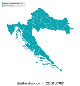 croatia map with regions vector illustration on white background