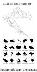 Croatia map with shapes of regions. Blank vector map of the country with regions. Borders of the country for your infographic. Vector illustration.