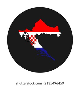 Croatia map silhouette with flag on black background