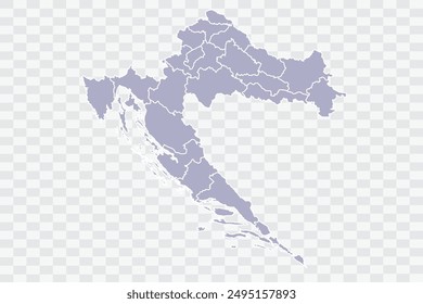 Croatia Map silver Color on White Background quality files Png