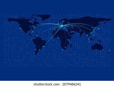 Croatia map for technology or innovation or export concepts. Connections of the country to major cities around the world. File is suitable for digital editing and prints of all sizes.