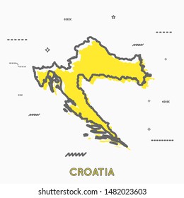 Croatia map in thin line style with small geometric figures. Vector illustration modern concept