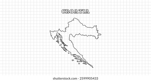 Croatia map travel with outline simple drawing version Illustration