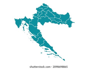 Croatia map vector, Abstract design vector illustration Eps 10. sea color palette color. High Detailed on white background.