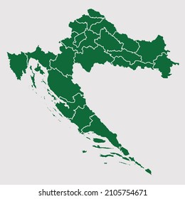 Croatia map vector, Abstract design vector illustration Eps 10. Green color palette color. High Detailed on white background.