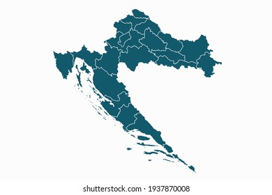 Croatia map vector. blue color on white background.