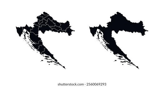 Croatia Map vector icon. Map of Croatia Black Silhouette.