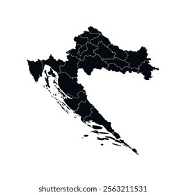 Croatia Map vector icon. Map of Croatia Black Silhouette.